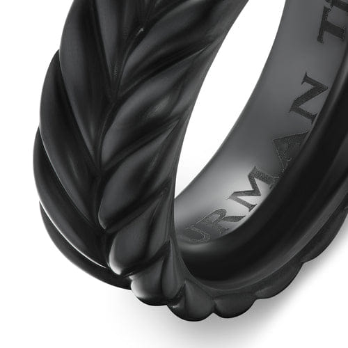 David Yurman Chevron Band Ring in Black Titanium, 9mm, Size 10