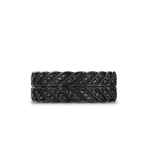 David Yurman Chevron Pavé Band Ring in Black Titanium with Black Diamonds, 9mm, Size 10