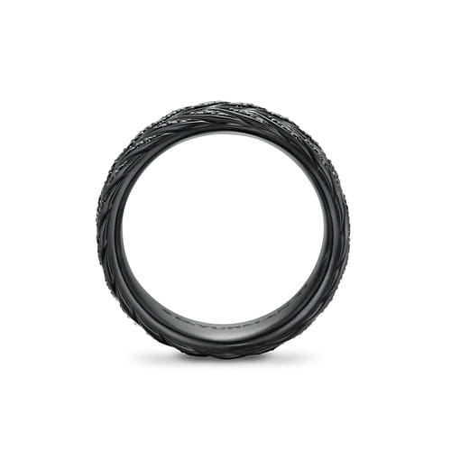 David Yurman Chevron Pavé Band Ring in Black Titanium with Black Diamonds, 9mm, Size 9