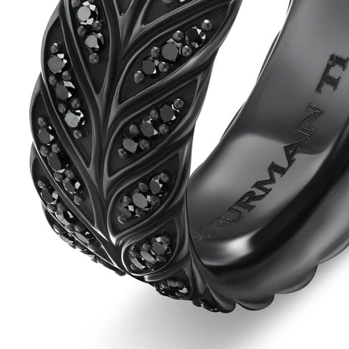 David Yurman Chevron Pavé Band Ring in Black Titanium with Black Diamonds, 9mm, Size 9