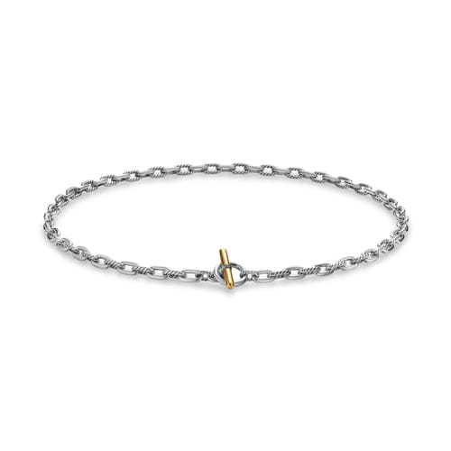 David Yurman DY Madison Toggle Chain Necklace in Sterling Silver and 18K Yellow Gold, 18"