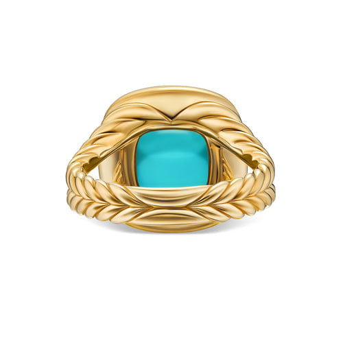 David Yurman Albion Ring in 18K Yellow Gold with Turquoise and Diamonds, 11mm, Size 7