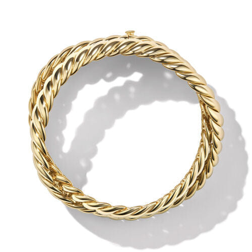 David Yurman Sculpted Cable Triple Wrap Bracelet in 18K Yellow Gold, 8.5mm, Size Medium