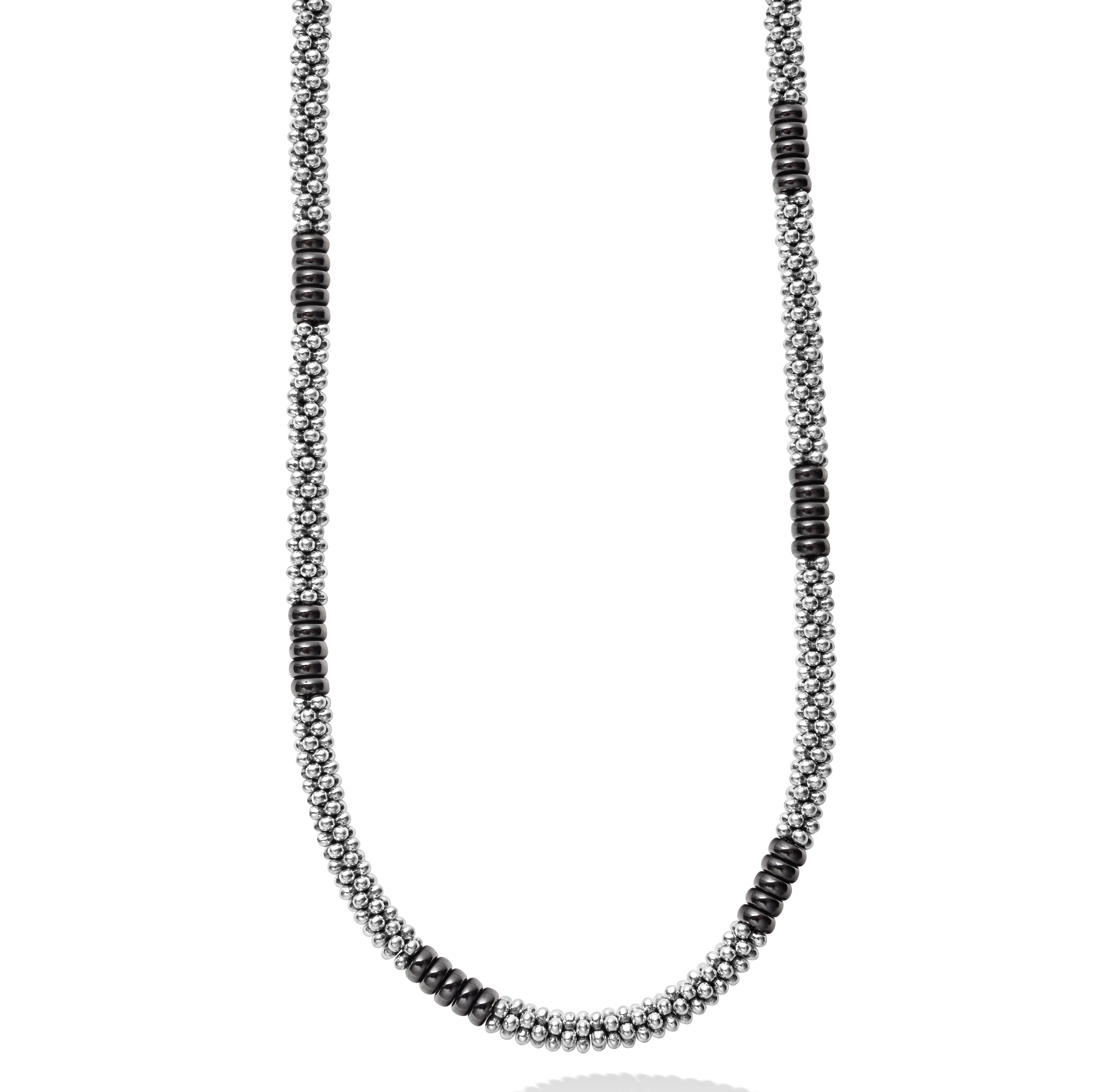LAGOS Black Caviar Silver Station Ceramic Beaded Necklace
