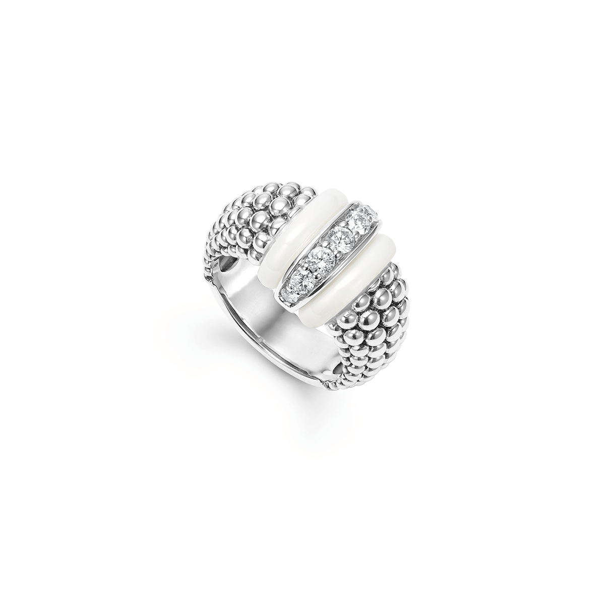 LAGOS White Caviar Ceramic Caviar Diamond Ring