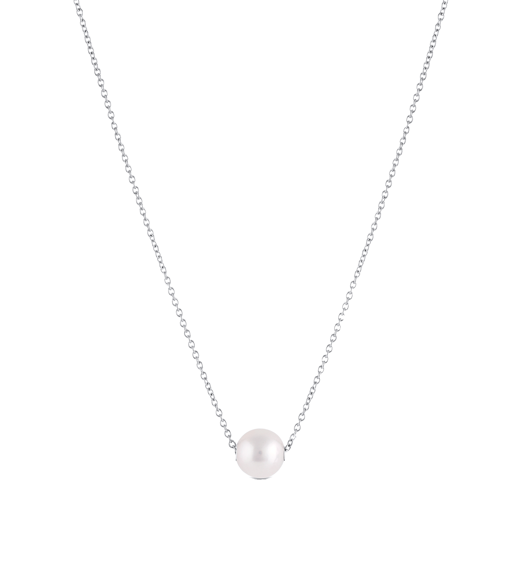 Sabel Collection White Gold Sliding Pearl Necklace