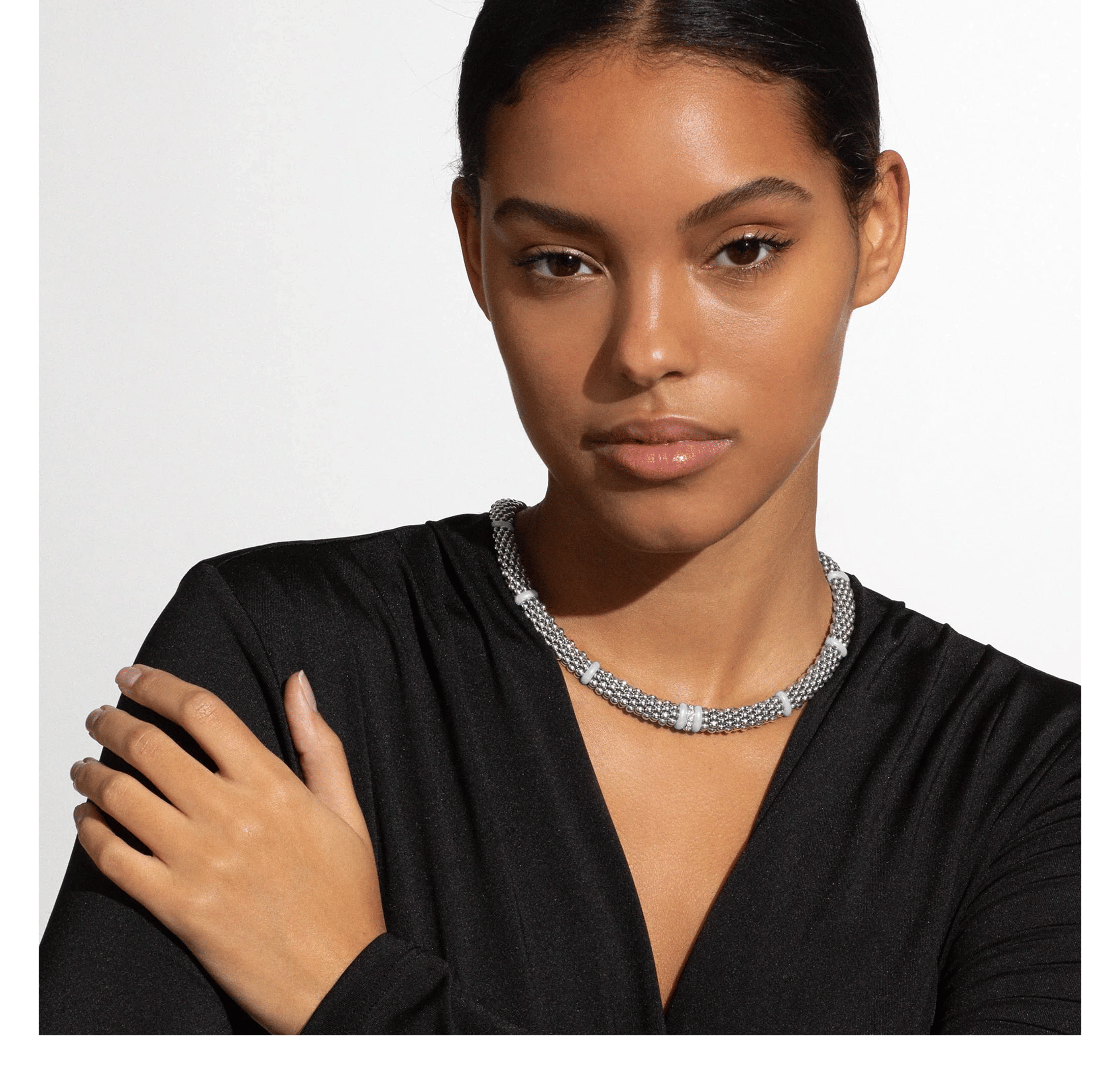 LAGOS White Caviar Single Station Diamond Caviar Necklace
