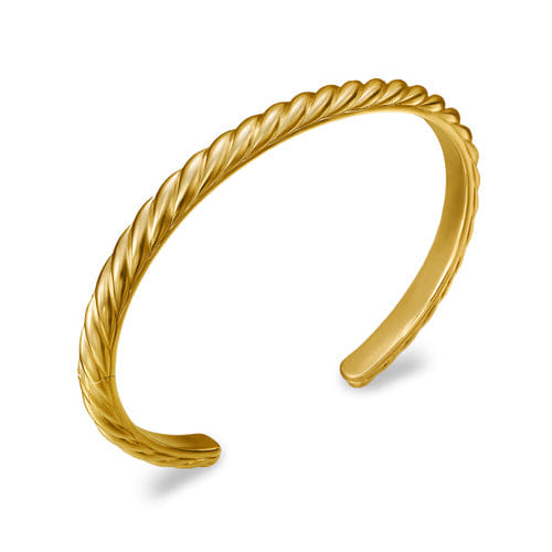 David Yurman Sculpted Cable Cuff Bracelet in 18K Yellow Gold, 5.5mm, Size Medium