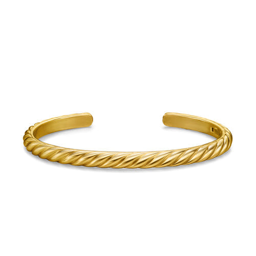 David Yurman Sculpted Cable Cuff Bracelet in 18K Yellow Gold, 5.5mm, Size Medium