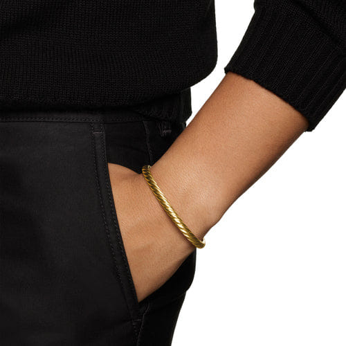 David Yurman Sculpted Cable Cuff Bracelet in 18K Yellow Gold, 5.5mm, Size Medium