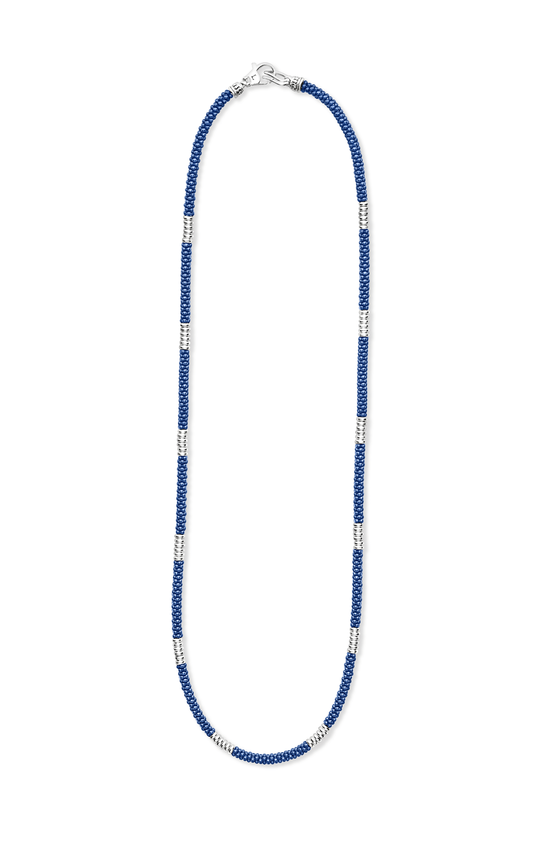 LAGOS Blue Caviar Silver Station Ceramic Beaded Necklace, 3mm