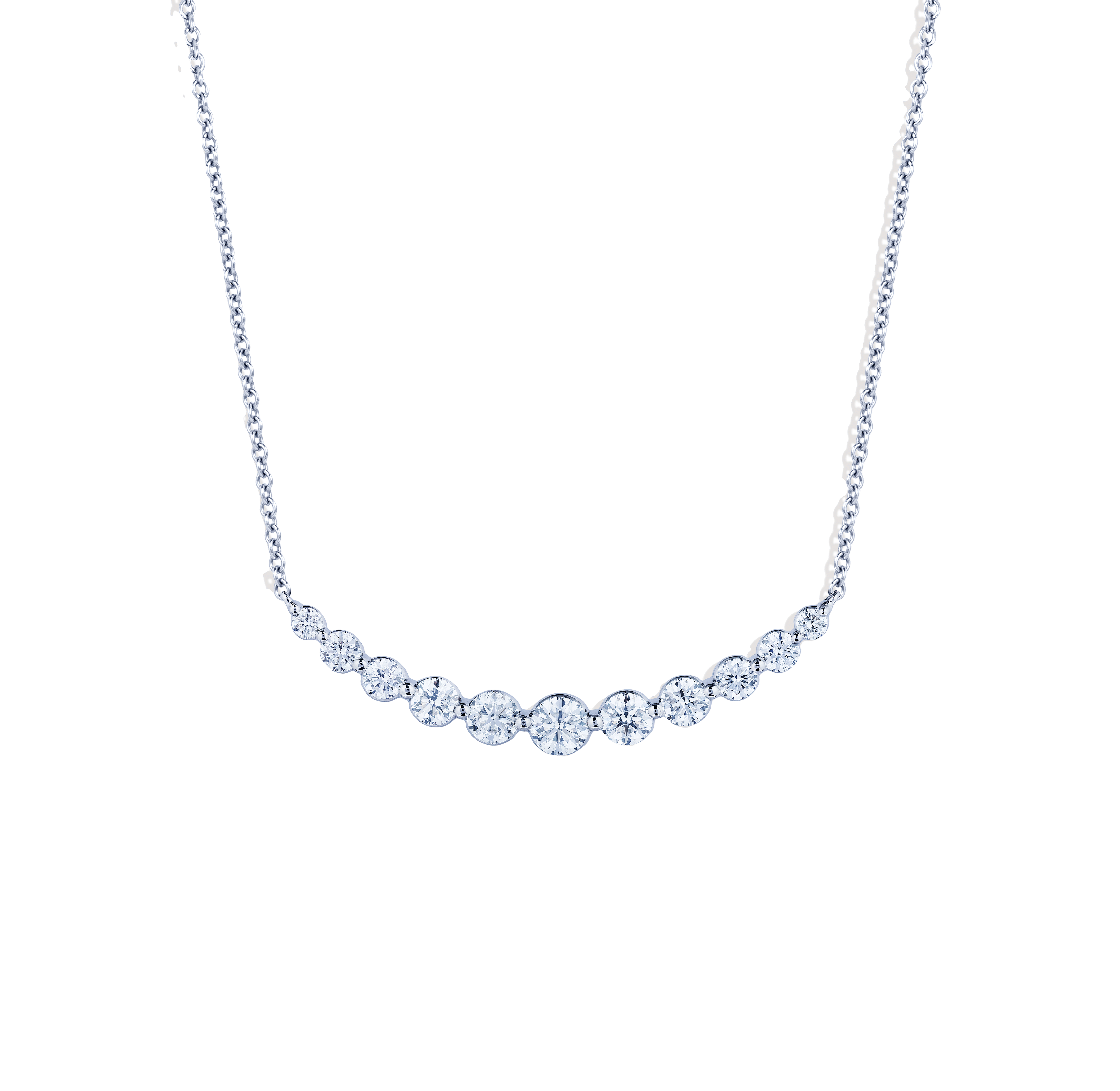 Sabel Collection White Gold Smiley Bar Necklace with Diamonds