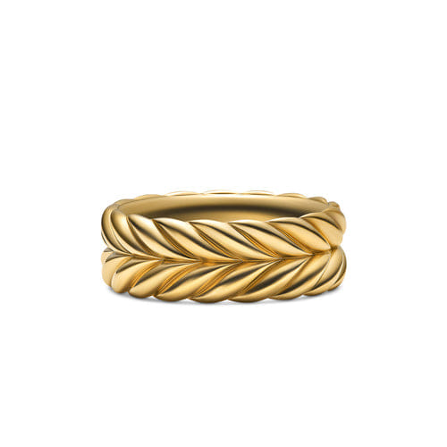 David Yurman Chevron Band Ring in 18K Yellow Gold, 9mm, Size 10