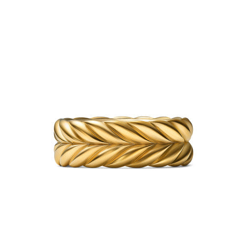 David Yurman Chevron Band Ring in 18K Yellow Gold, 9mm, Size 10