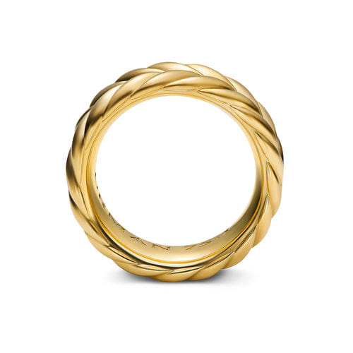 David Yurman Chevron Band Ring in 18K Yellow Gold, 9mm, Size 10
