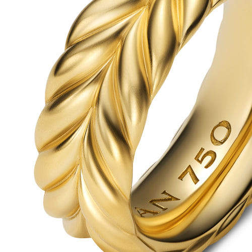 David Yurman Chevron Band Ring in 18K Yellow Gold, 9mm, Size 10