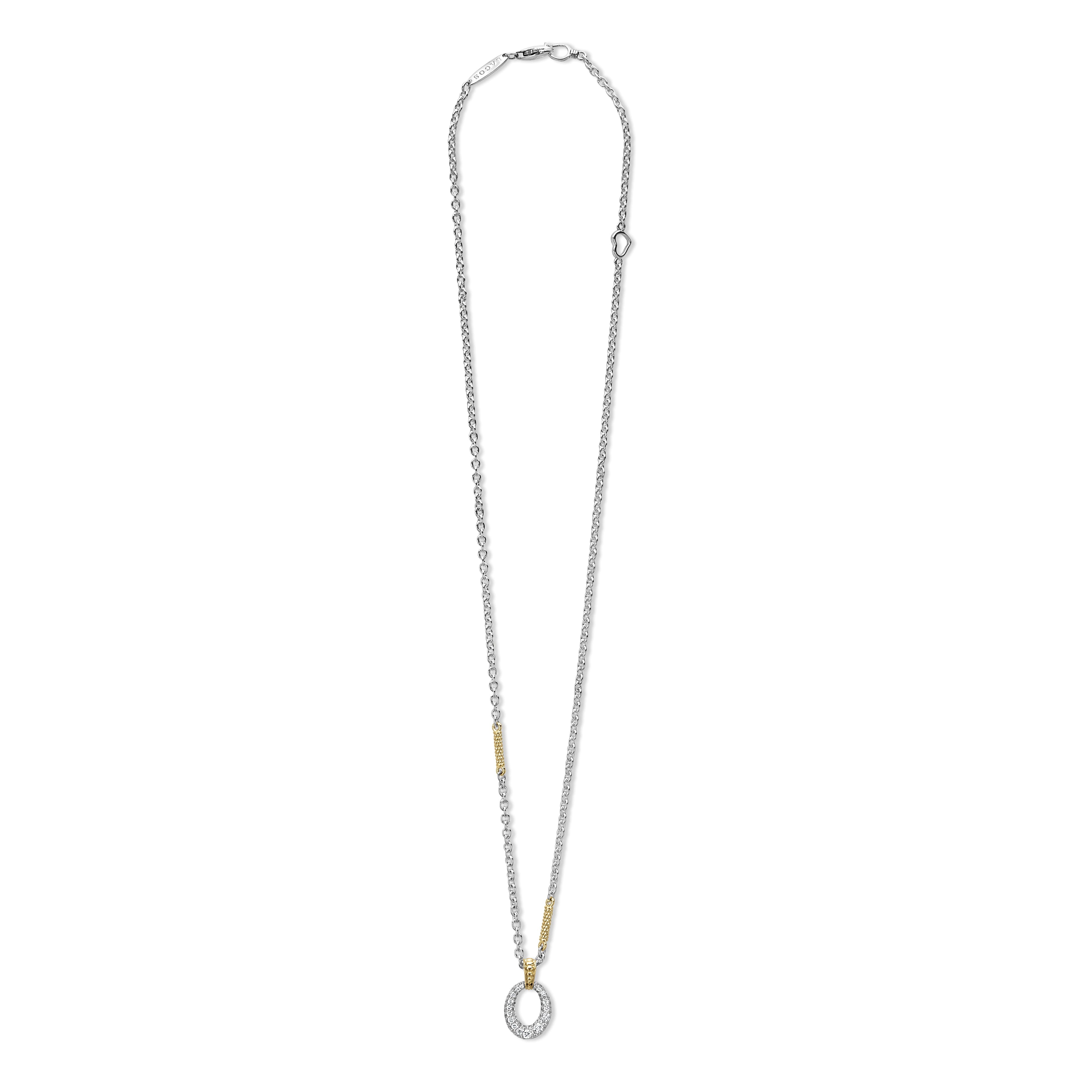 LAGOS Caviar Lux Two-Tone Oval Diamond Pendant Necklace