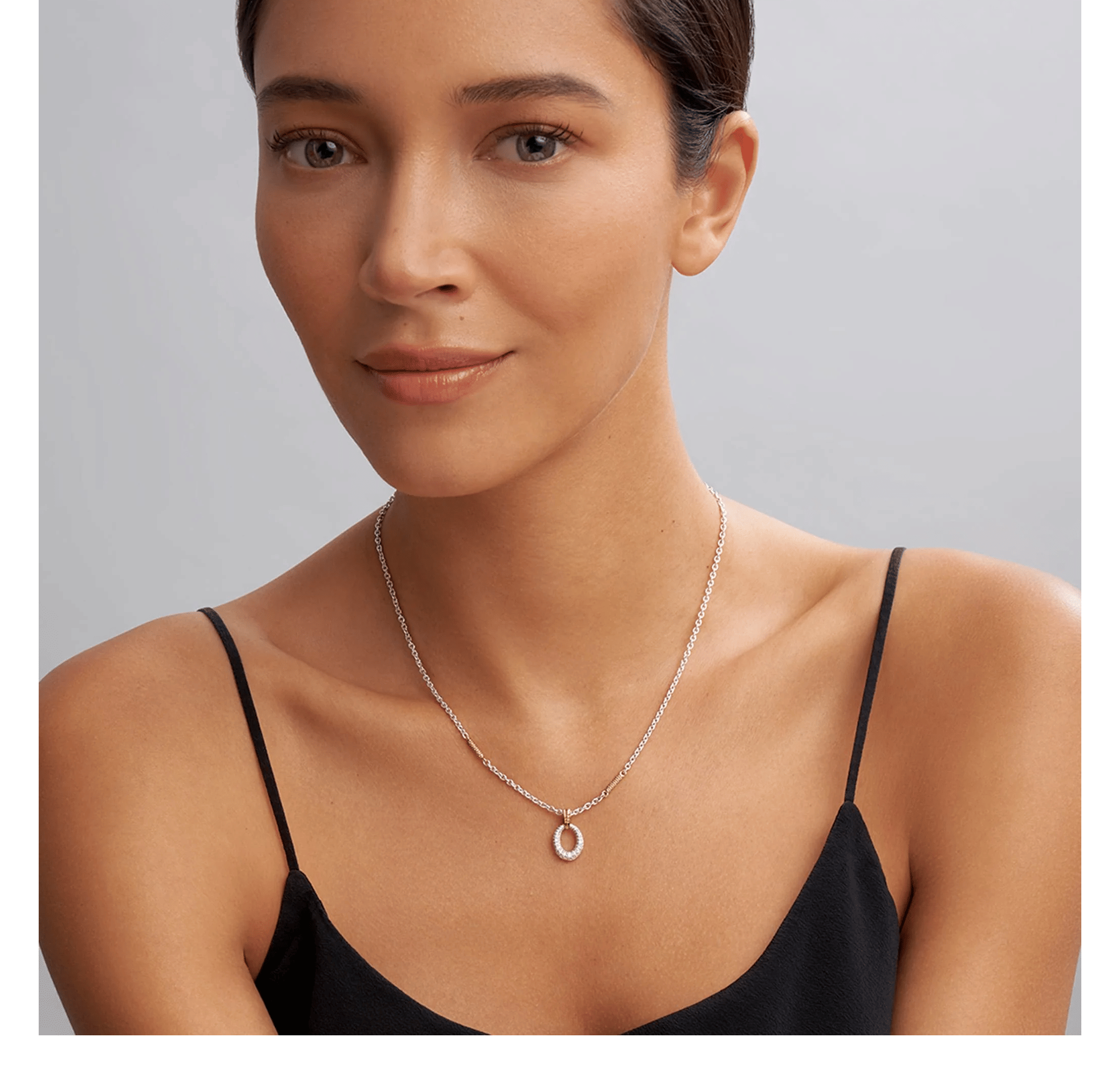 LAGOS Caviar Lux Two-Tone Oval Diamond Pendant Necklace
