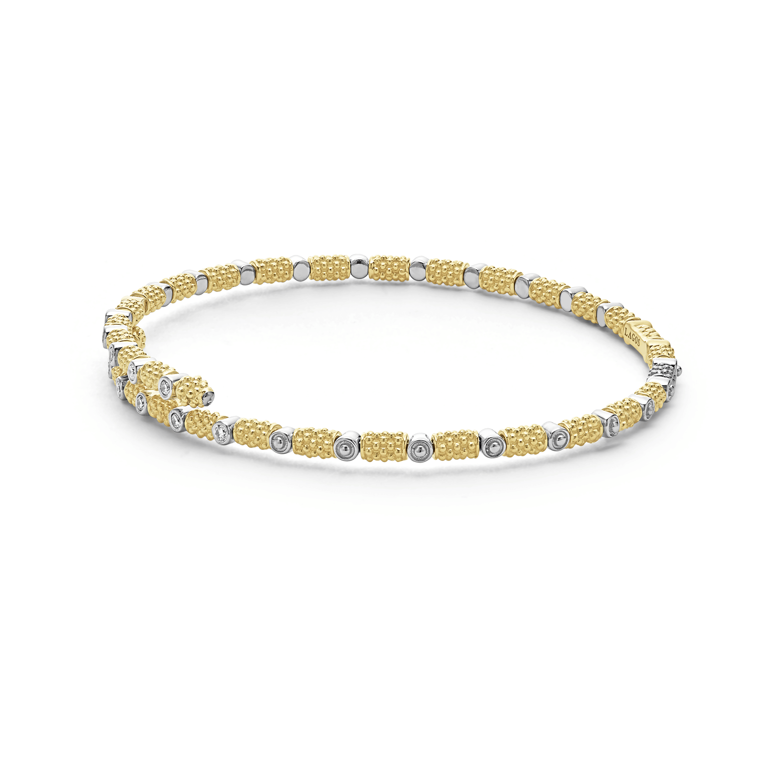LAGOS Signature Caviar 18K Gold and Diamond Superfine Cuff Bracelet