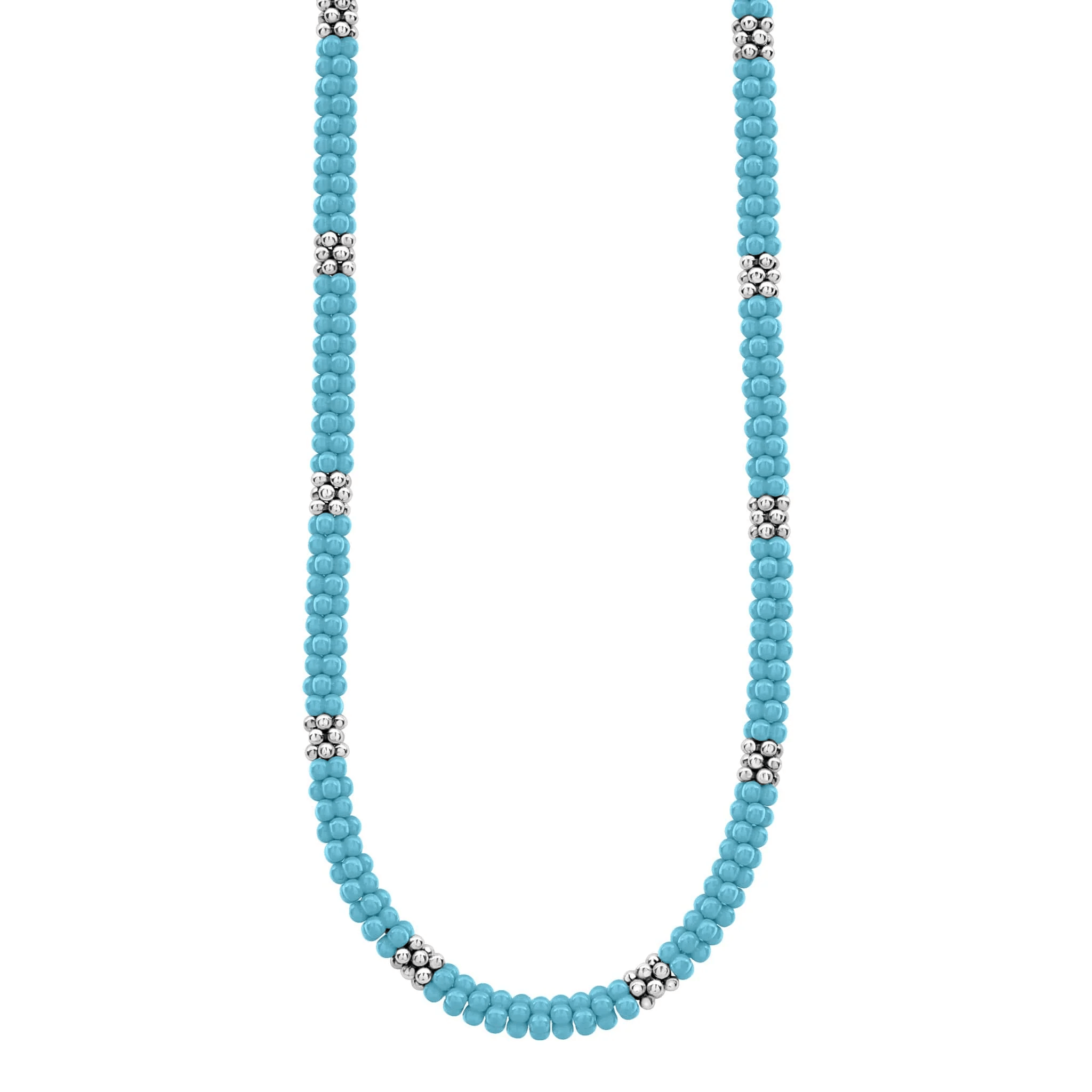LAGOS Blue Caviar Silver Station Ceramic Beaded Necklace, 5mm