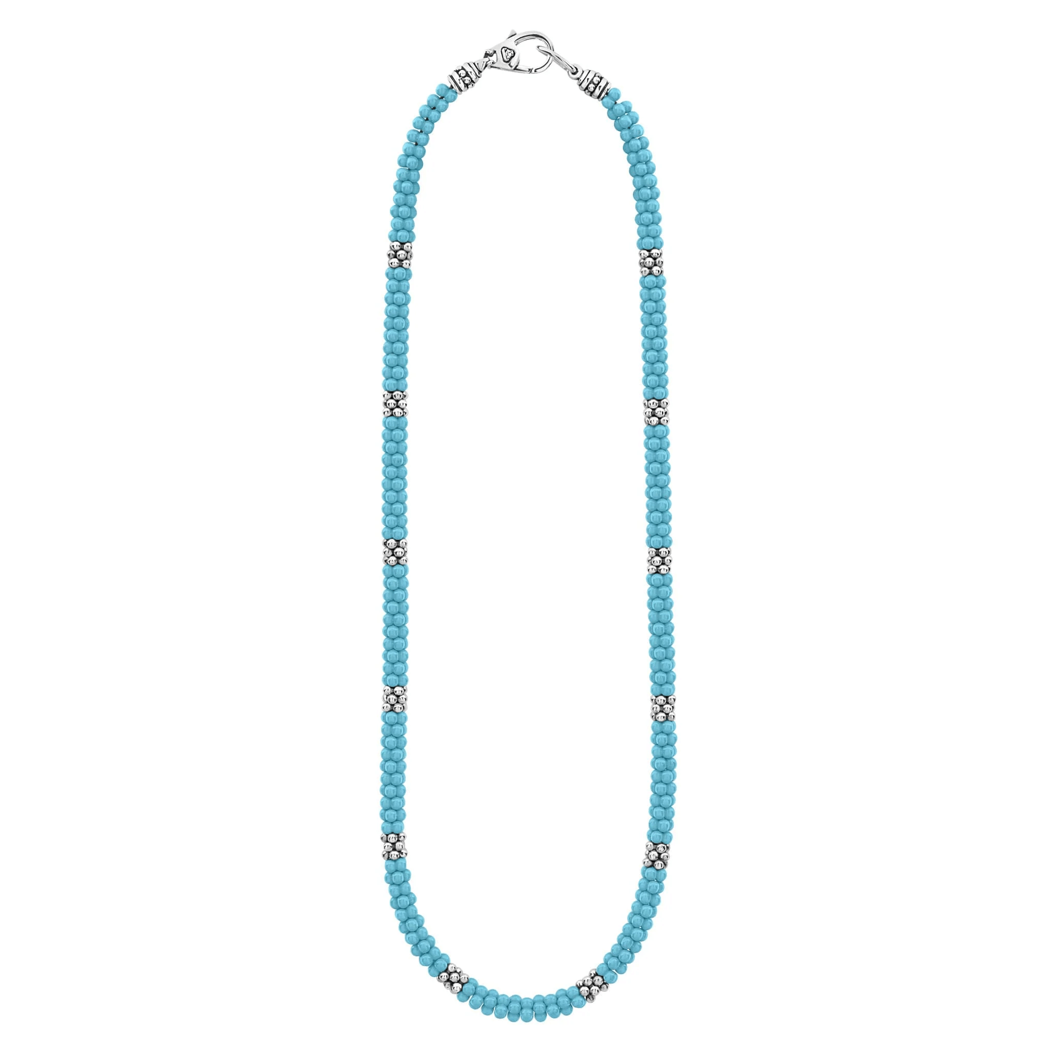 LAGOS Blue Caviar Silver Station Ceramic Beaded Necklace, 5mm