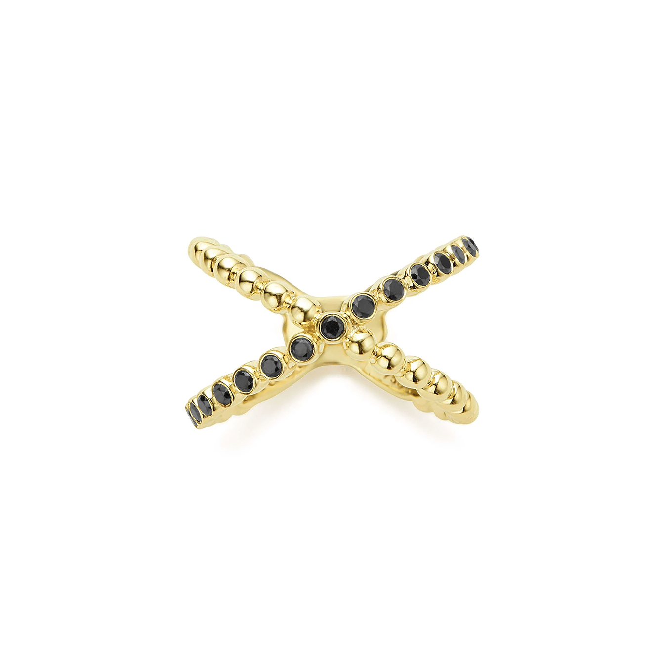 LAGOS Caviar Gold 18K Gold X Black Diamond Ring