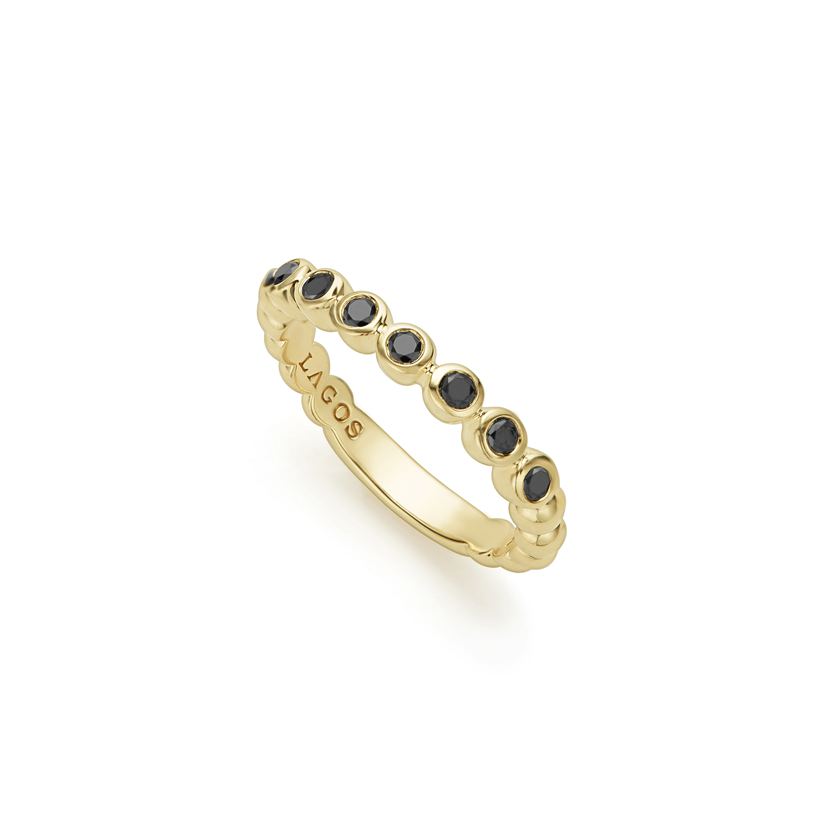 LAGOS Caviar Gold 18K Gold and Black Diamond Stacking Ring