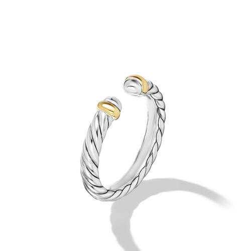 David Yurman Petite Cable Ring in Sterling Silver with 14K Yellow Gold, 3.4mm