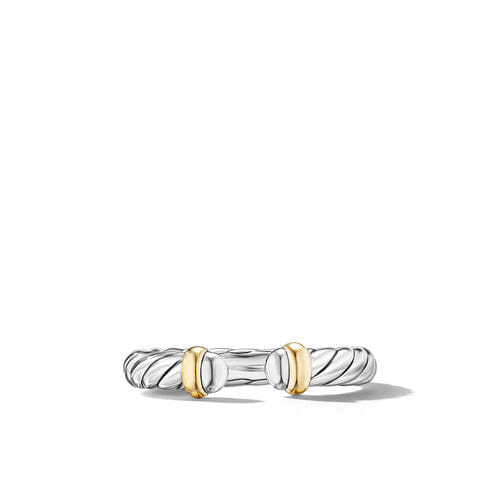David Yurman Petite Cable Ring in Sterling Silver with 14K Yellow Gold, 3.4mm