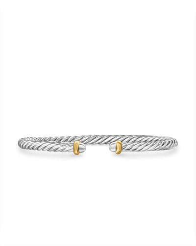 David Yurman Cable Flex Bracelet in Sterling Silver with 14K Yellow Gold, 4mm