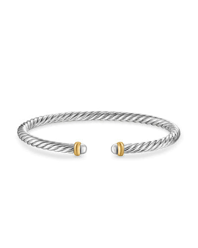 David Yurman Cable Flex Bracelet in Sterling Silver with 14K Yellow Gold, 4mm