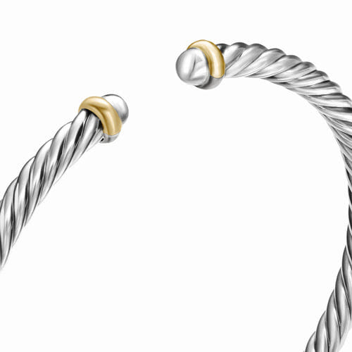 David Yurman Cable Flex Bracelet in Sterling Silver with 14K Yellow Gold, 4mm