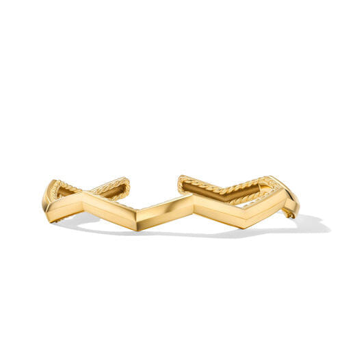 David Yurman Zig Zag Stax Cuff Bracelet in 18K Yellow Gold, Size Medium