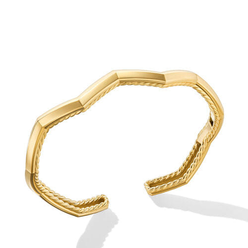 David Yurman Zig Zag Stax Cuff Bracelet in 18K Yellow Gold, Size Medium