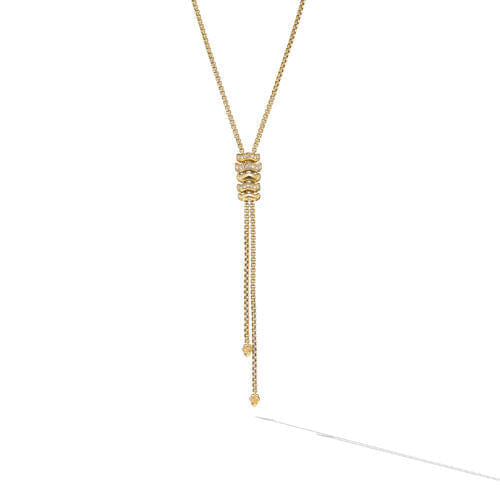 David Yurman Zig Zag Stax Y Necklace in 18K Yellow Gold with Diamonds