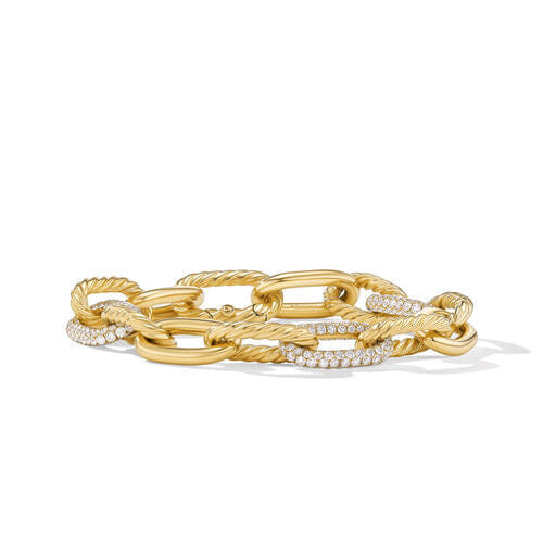 David Yurman DY Madison Chain Bracelet in 18K Yellow Gold with Diamonds, Size Medium