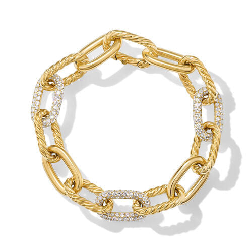 David Yurman DY Madison Chain Bracelet in 18K Yellow Gold with Diamonds, Size Medium