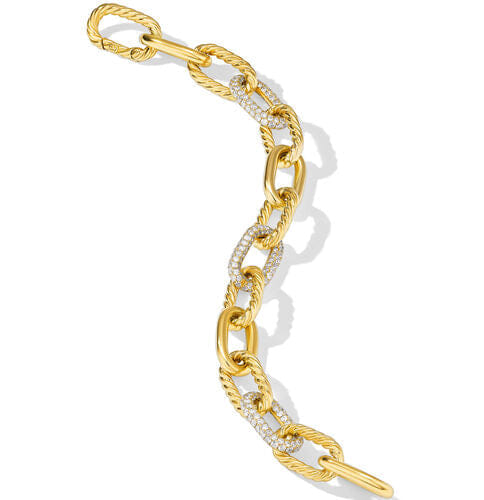 David Yurman DY Madison Chain Bracelet in 18K Yellow Gold with Diamonds, Size Medium