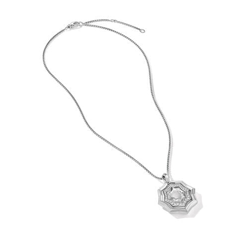 David Yurman Stax Zig Zag Pendant Necklace in Sterling Silver with Diamonds, 28mm