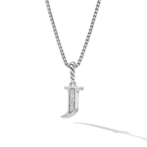 David Yurman Pavé Initial Pendant Necklace in Sterling Silver with Diamonds