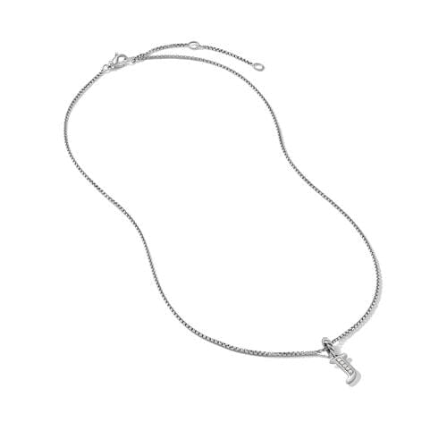 David Yurman Pavé Initial Pendant Necklace in Sterling Silver with Diamonds