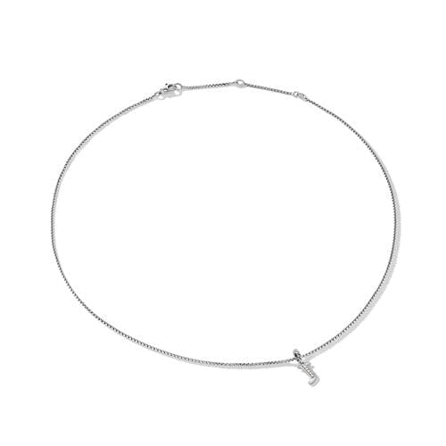 David Yurman Pavé Initial Pendant Necklace in Sterling Silver with Diamonds