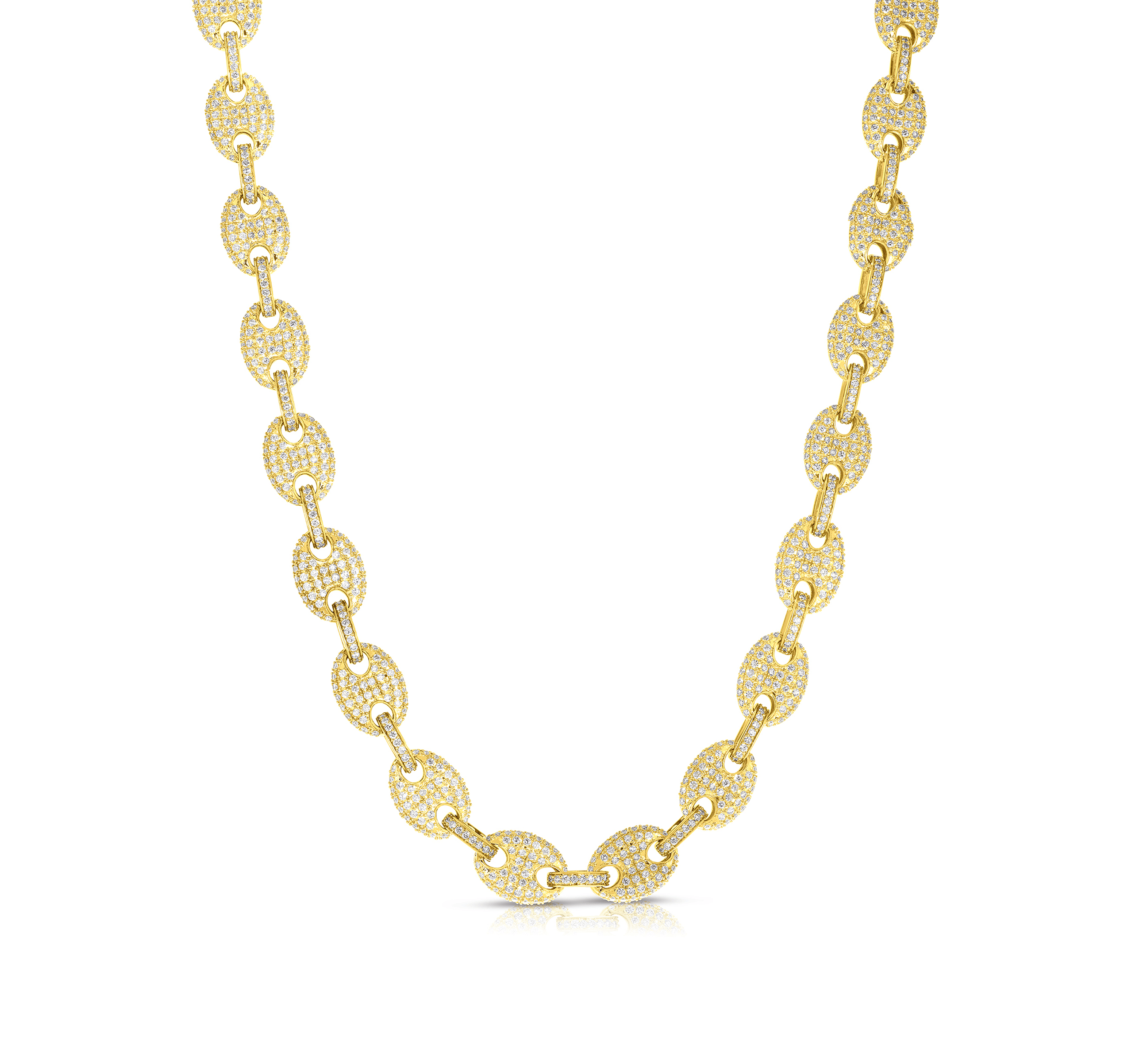 Sabel Collection Yellow Gold Diamond Cluster Oval Link Necklace
