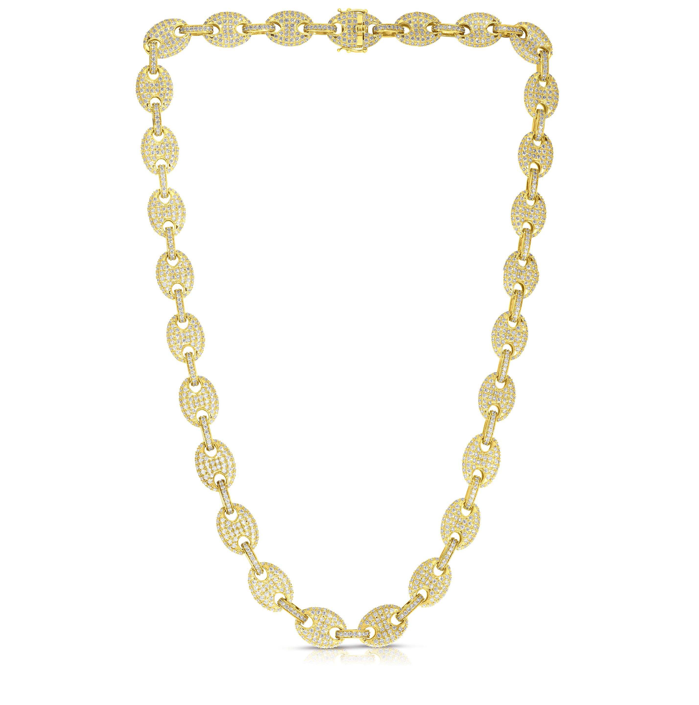 Sabel Collection Yellow Gold Diamond Cluster Oval Link Necklace