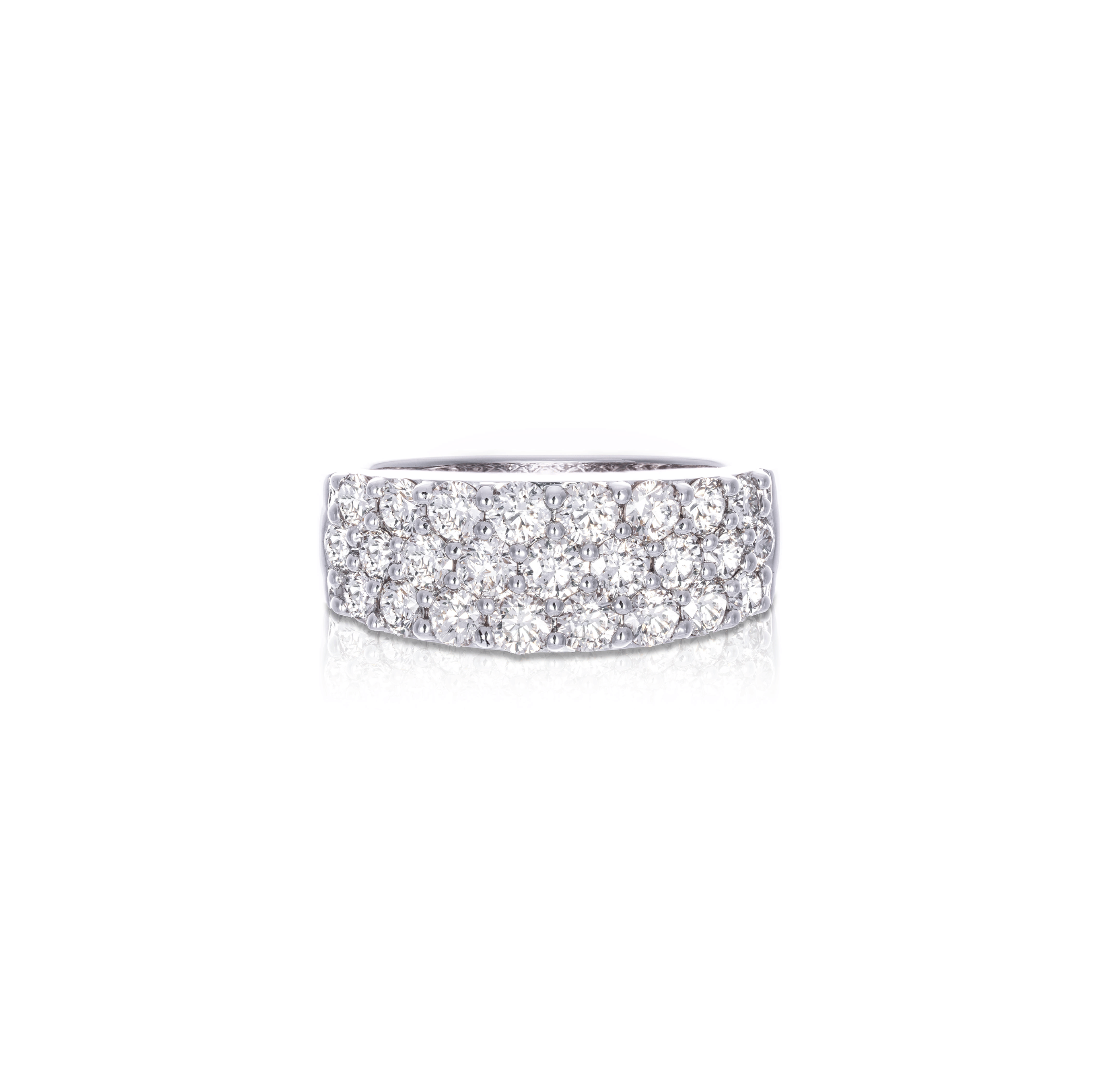 Sabel Collection White Gold 3 Row Round Diamond Ring