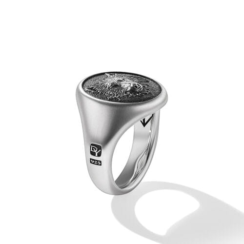 David Yurman Petrvs Wolf Signet Ring in Sterling Silver, Size 10