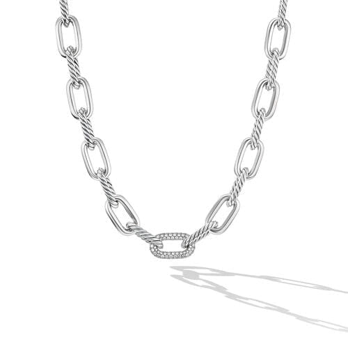 David Yurman DY Madison Chain Necklace in Sterling Silver with Diamonds, 18"