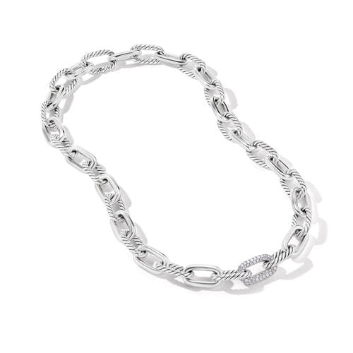 David Yurman DY Madison Chain Necklace in Sterling Silver with Diamonds, 18"