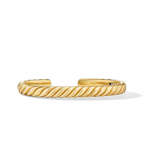 David Yurman Sculpted Cable Cuff Bracelet in 18K Yellow Gold, Size Medium
