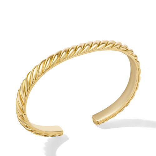 David Yurman Sculpted Cable Cuff Bracelet in 18K Yellow Gold, Size Medium